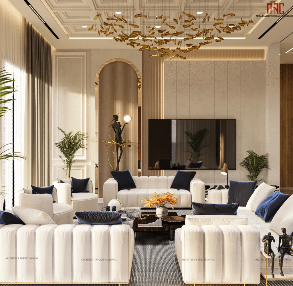 Luxury interior design services for modern homes in Noida by Meraki Architects