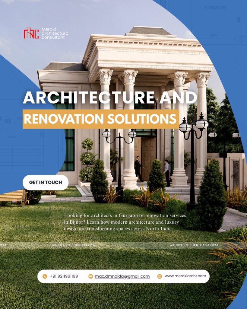 Blue and Gold Simple Architecture Firm Promotion Instagram Post 1