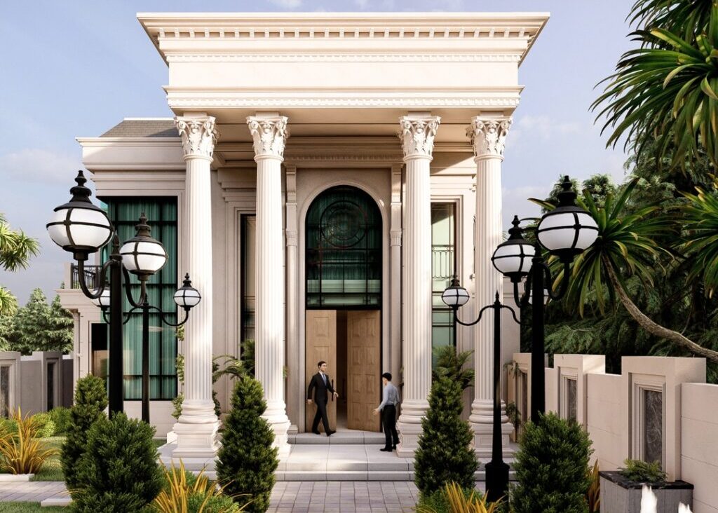 Luxury villa exterior architecture design Vasant Kunj Delhi by Meraki Architects